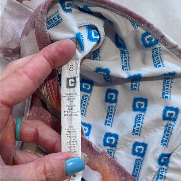 The Chestee Pink and Orange marble Sports Bra - Picture 3 of 5